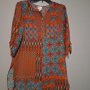 Fig and Flower Anthropologie Floral Boho Blouse